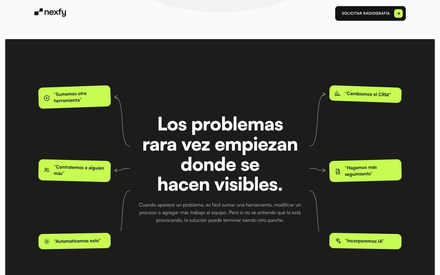 Otra sección de la web de Nexfy